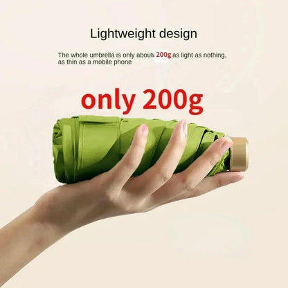 Ultra-Light UV Protection Umbrella - Compact, Foldable Design with Stainless Steel Handle for Sun & Rain, Durable 190T Canopy